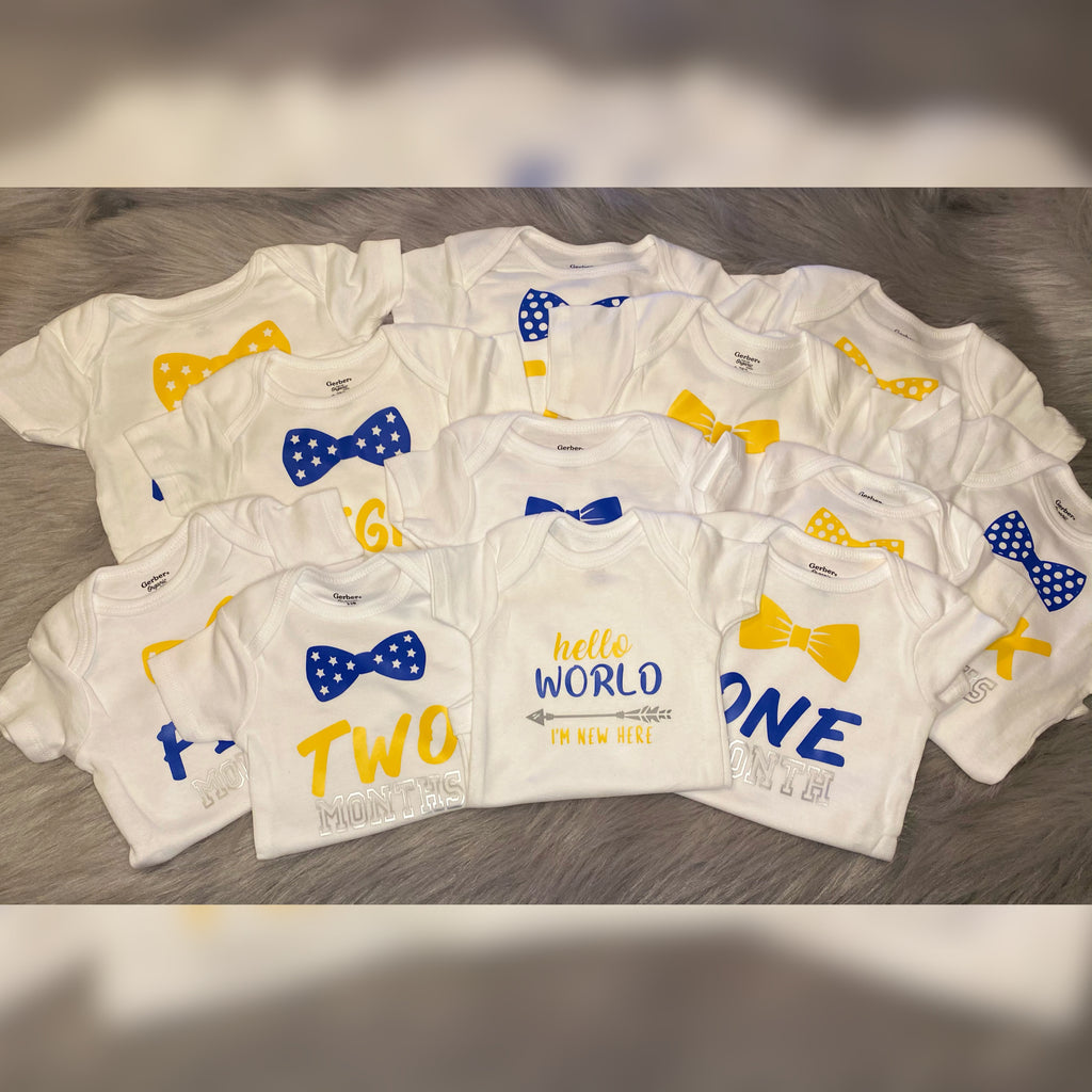 CUSTOM MILESTONE ONESIE SET